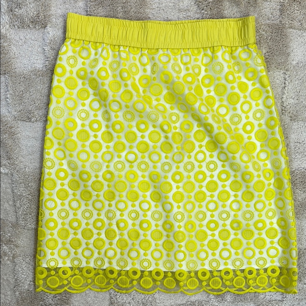 Liz Claiborne Yellow Lace Overlay Skirt